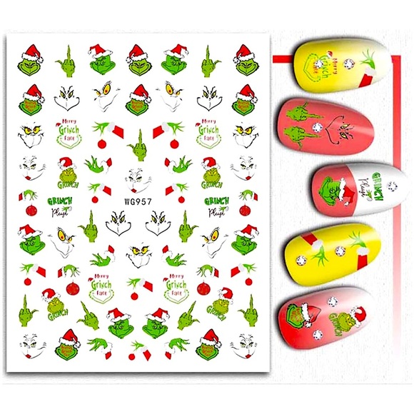 nail decals Other - 💌 BO/GO$6 Grinch Christmas Nail Stickers
